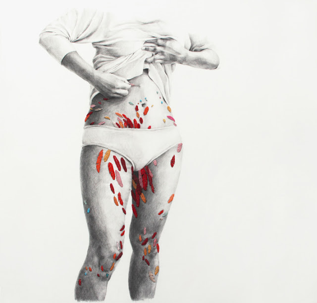 Ana Teresa Barboza - Graphite et broderie sur toile, 104 x 102 cm (2011)
