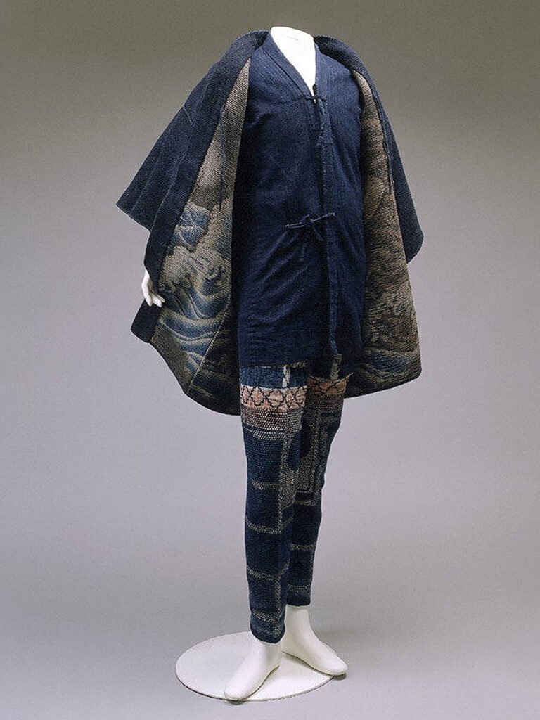 Tenue de pompier, teinture indigo - moitié du XIXème siècle. @MET museum
