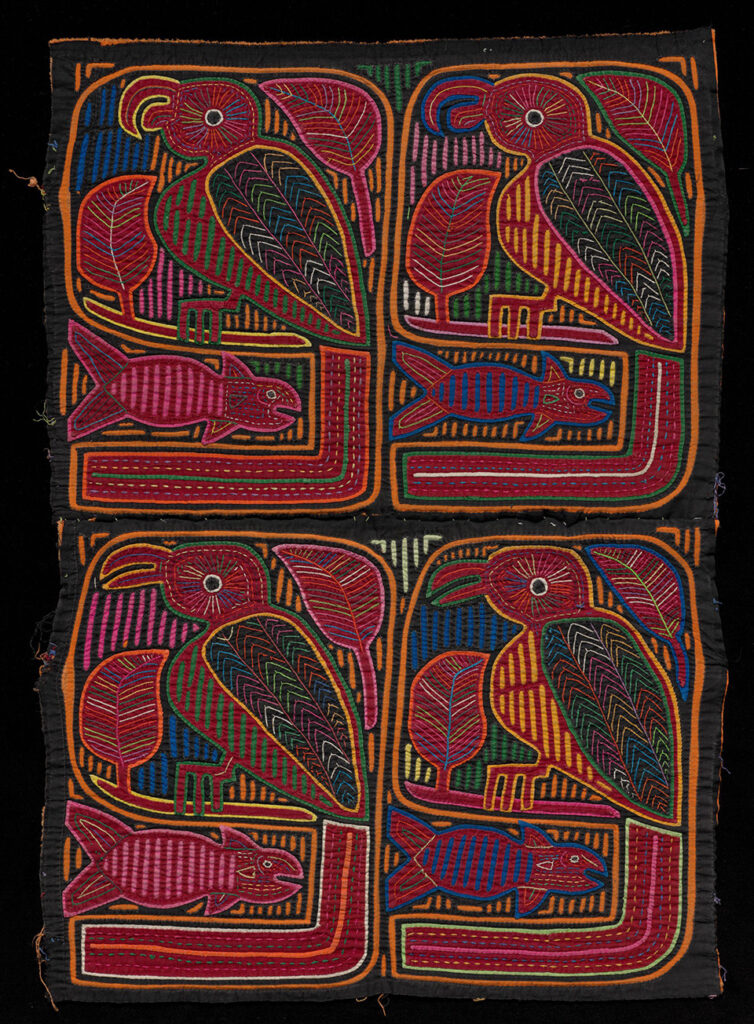Panneau, motifs oiseaux et poissons,  coton, appliqué inversé, appliqué,  broderie. Devant et dos. Peuple Guna. XXème siècle. @The Cleveland Museum of Art